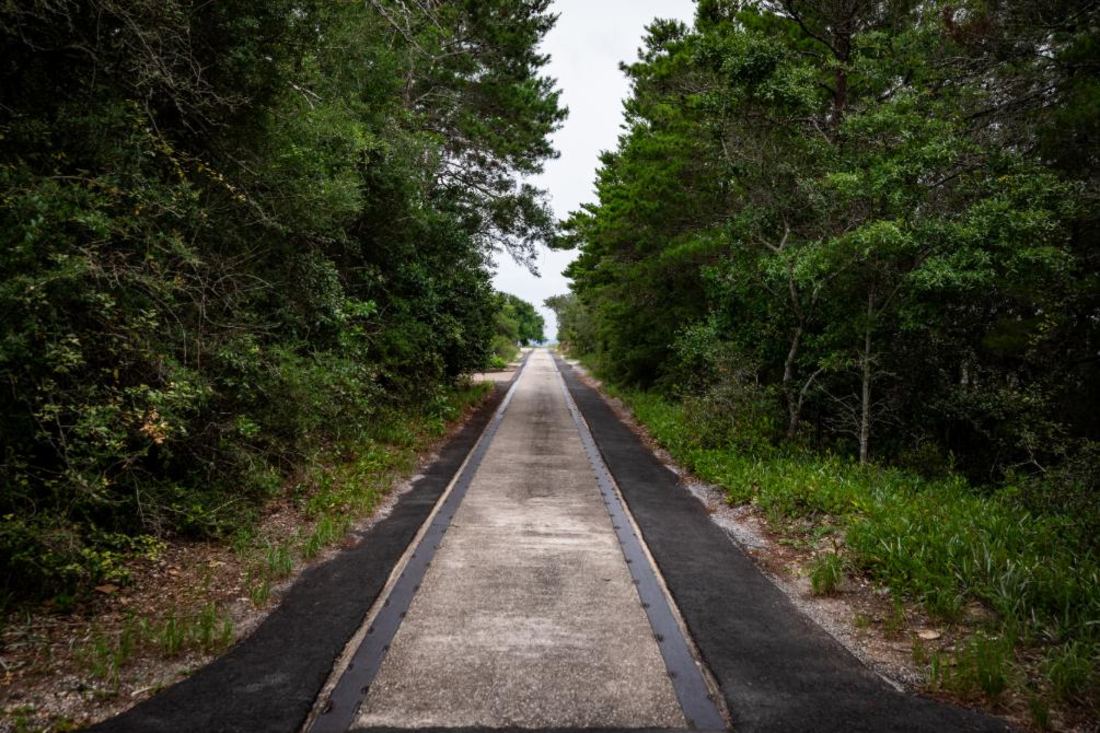 The remnants of Coffeen Nature Preserve's military past: the original missile launch track, now a symbol of peace and conservation.